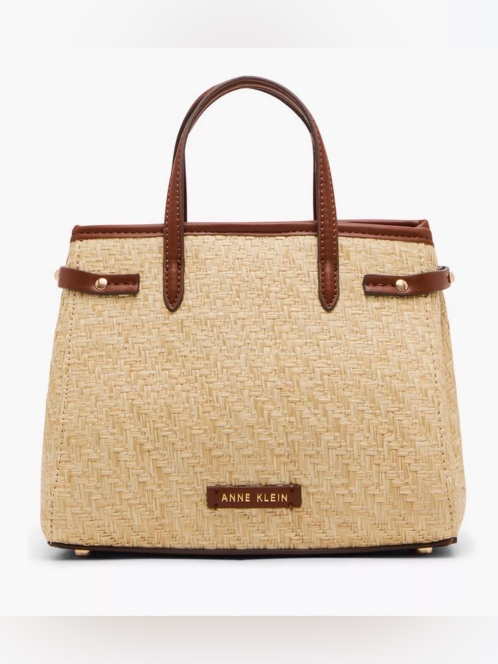 Anne Klein Straw Satchel Bag with Magnetic Closure